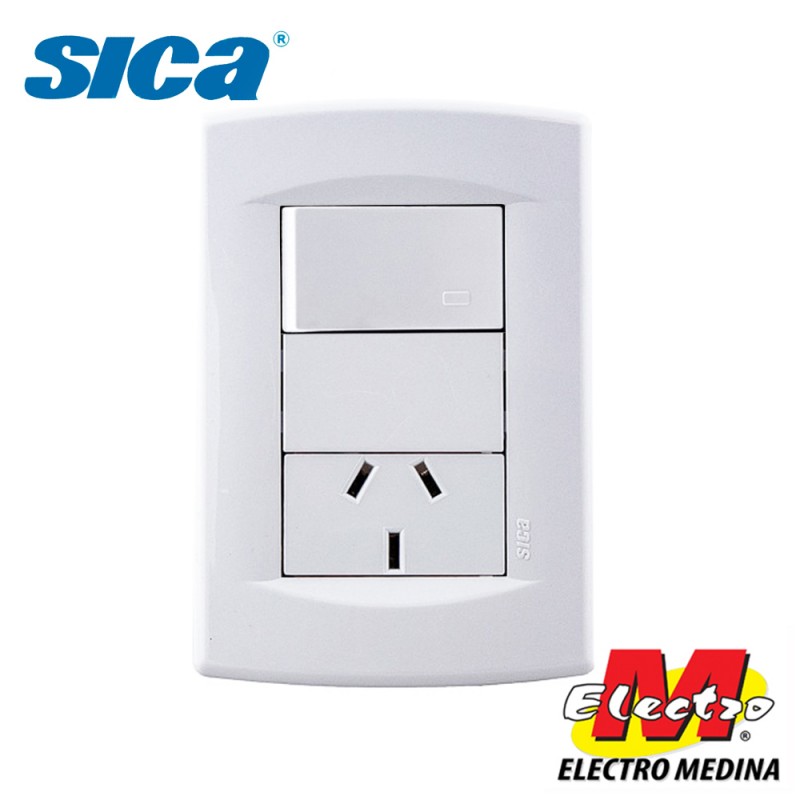 Llave De Luz Completa Sica Life Punto Y Toma Blanco Puro