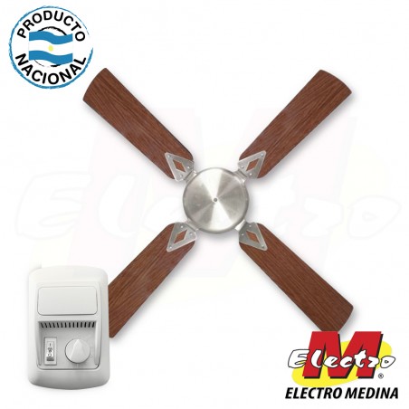 Ventilador de Techo Madera y Plateado